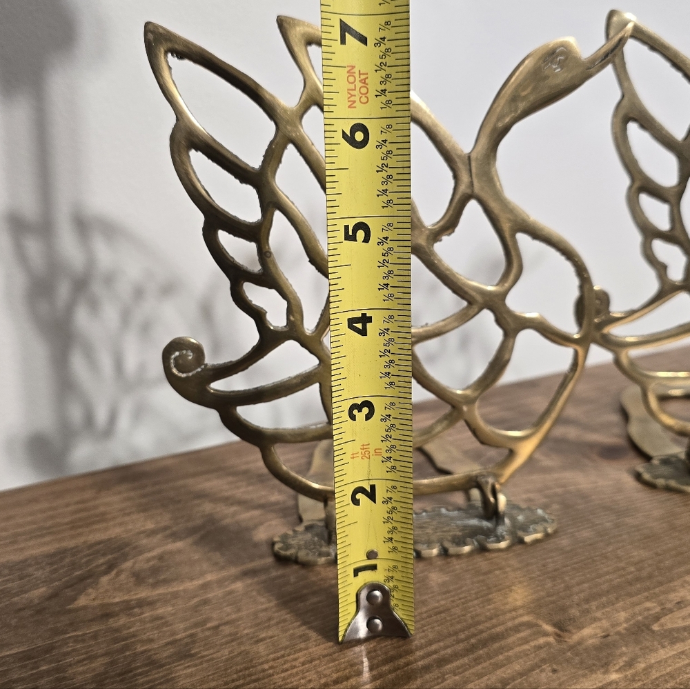 🤩Host Pick❤️Vintage Brass Swan Cut-Out Book Ends Made In Korea - Picture 4 of 13
